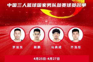 亚洲沙滩运动会3人篮球中国队名单：颜鹏领衔男队 王丽丽领衔女队