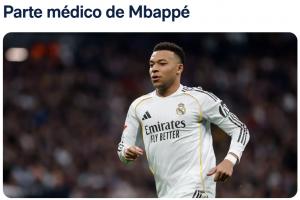 皇马官方：姆巴佩左腿半腱肌肌肉损伤，伤情有待进一步观察